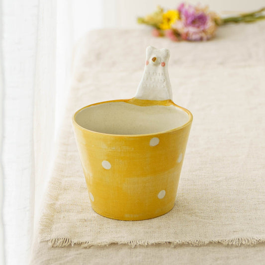 White bear Cup Yellow x Polka Dots | Kumiko Ishikawa