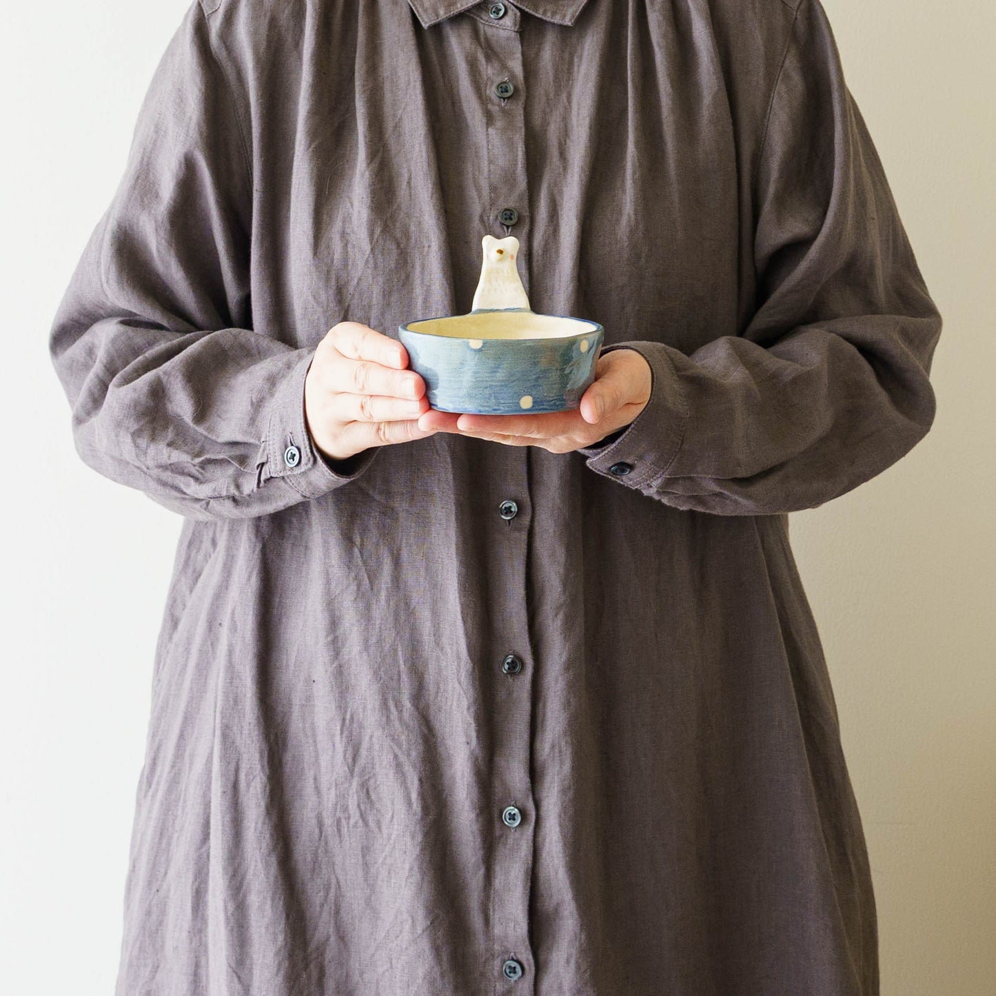White bear  Dessert Cup Blue x Polka Dot | Kumiko Ishikawa