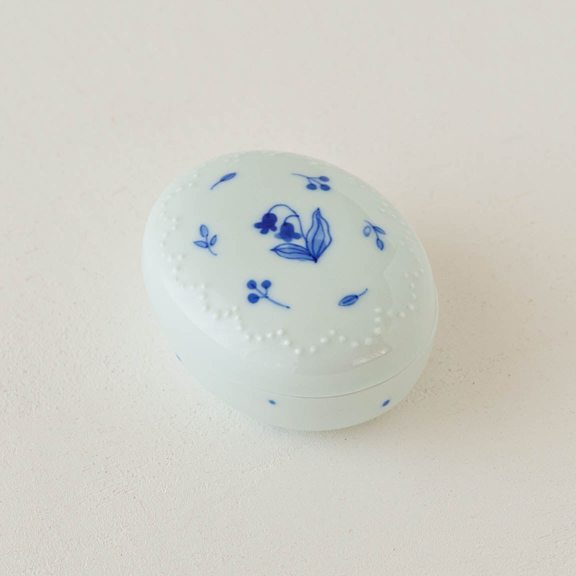 ボンボニエール　すずらん x 小花｜染付窯屋　眞窯