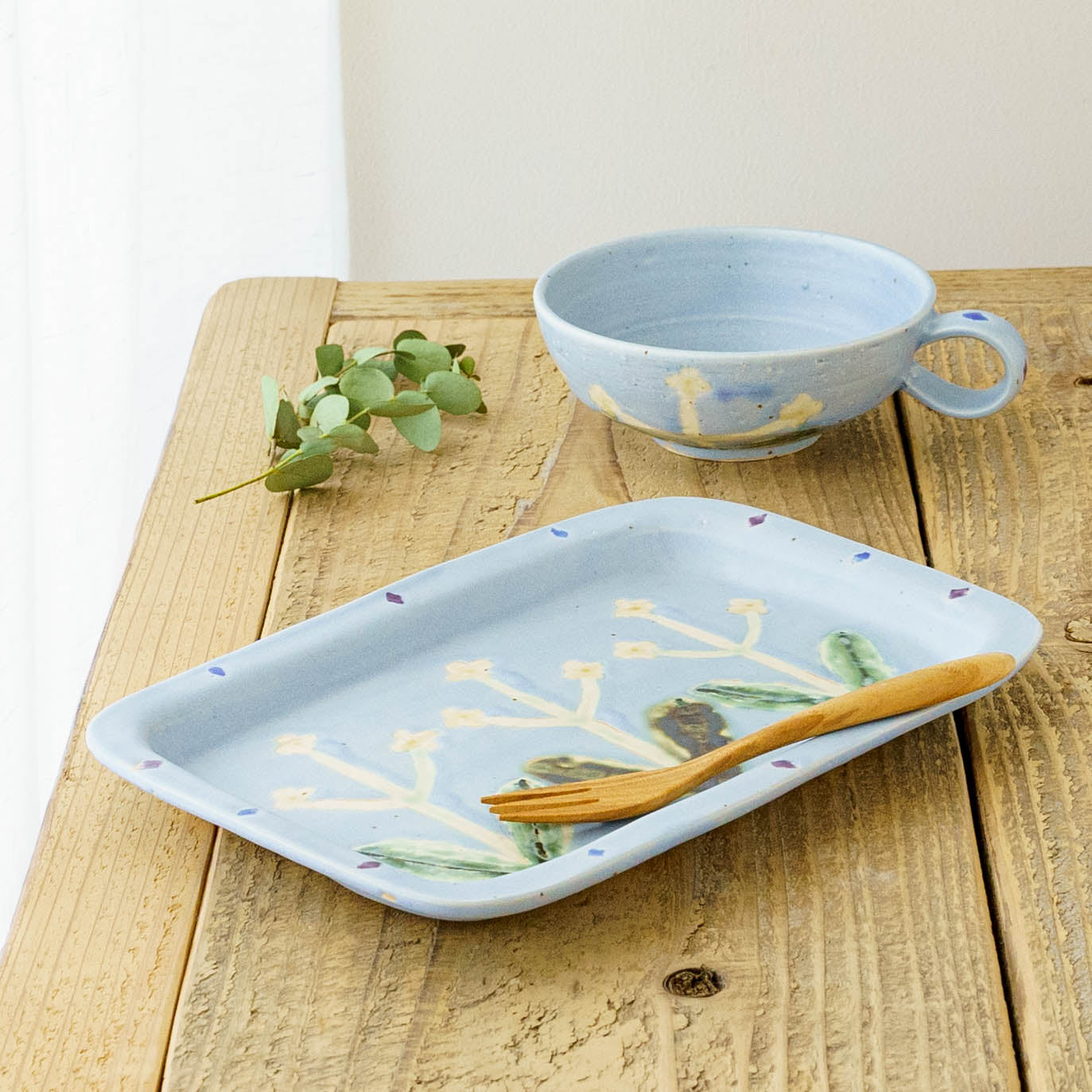 Flower soup mug blue A | Yukiko Nagahama (Yabukarabou)