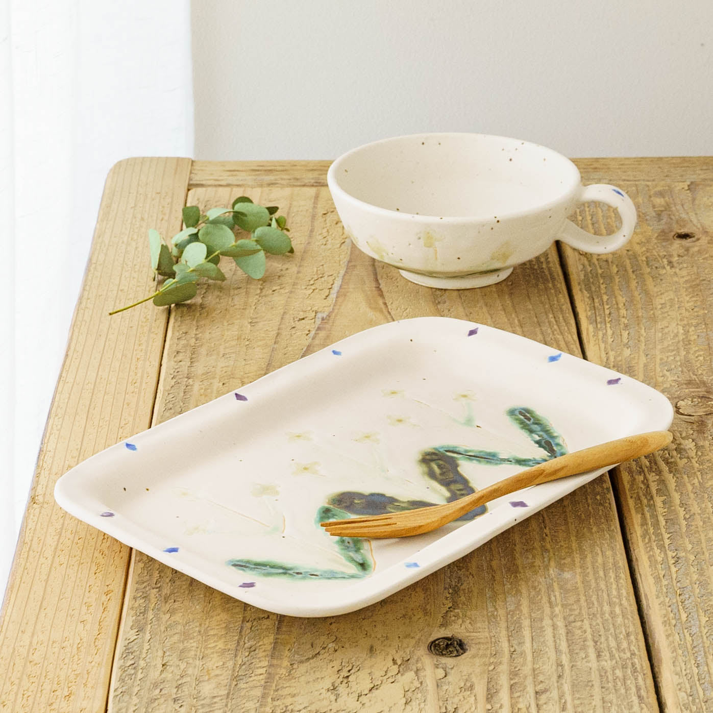 Flower soup mug white A | Yukiko Nagahama (Yabukarabou)
