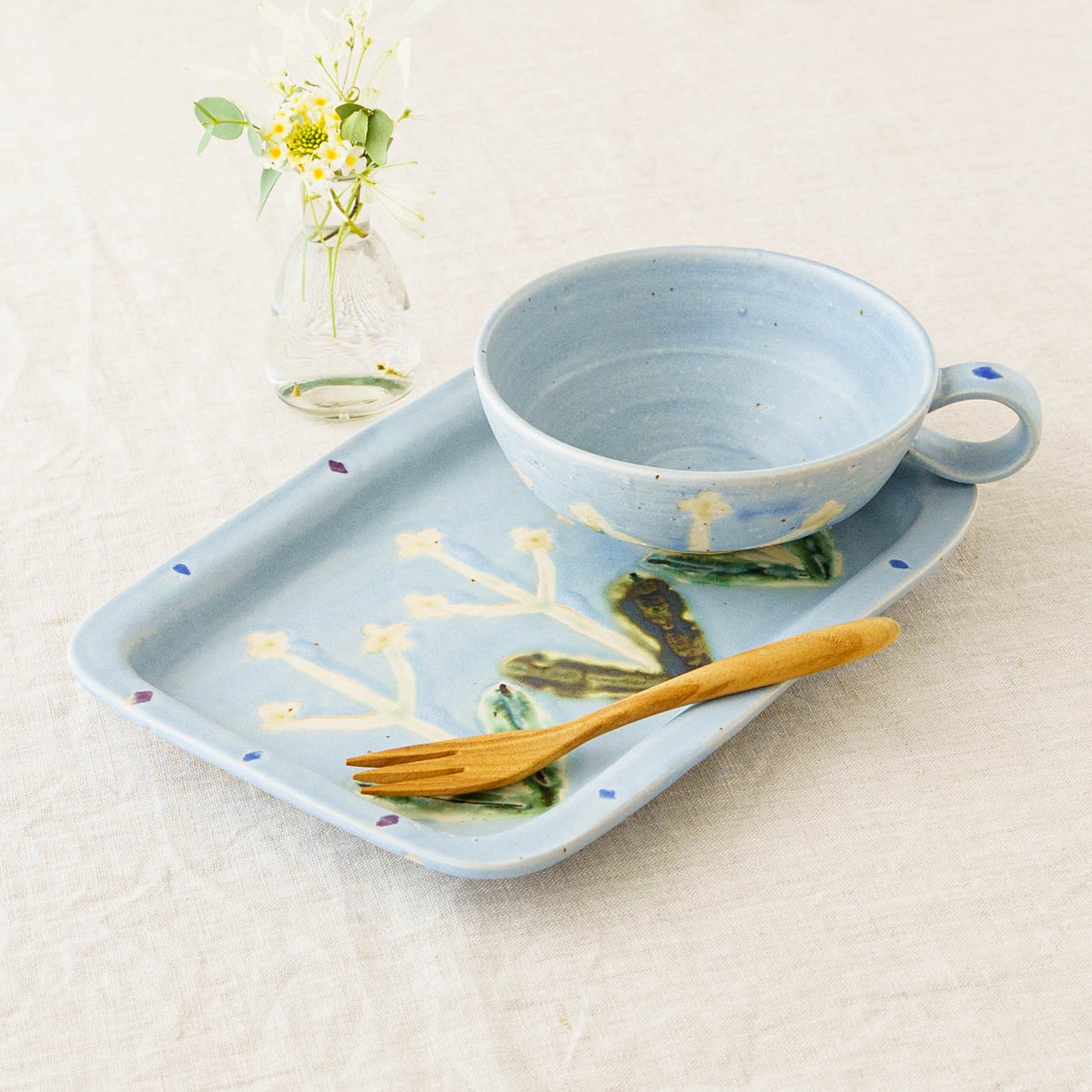 Flower soup mug blue A | Yukiko Nagahama (Yabukarabou)