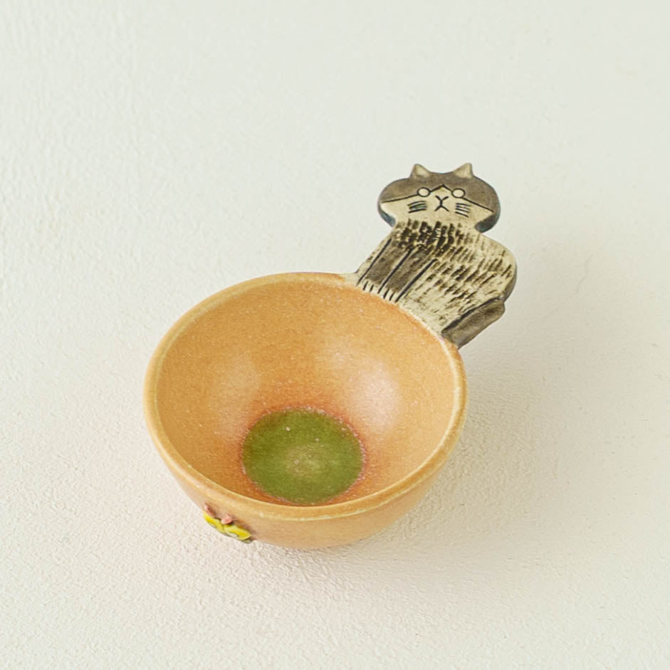コーヒーメジャースプーン　ねこ　ハチワレ x グレー｜種田ゆか