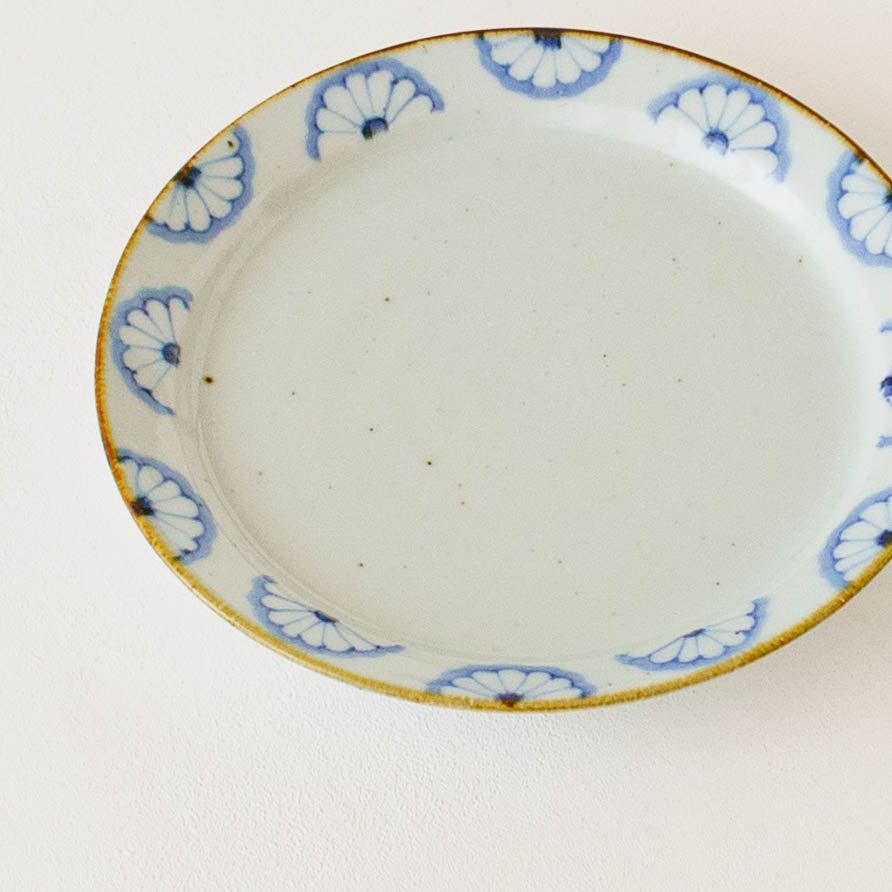 21cm rimmed plate chrysanthemum| Satsukigama