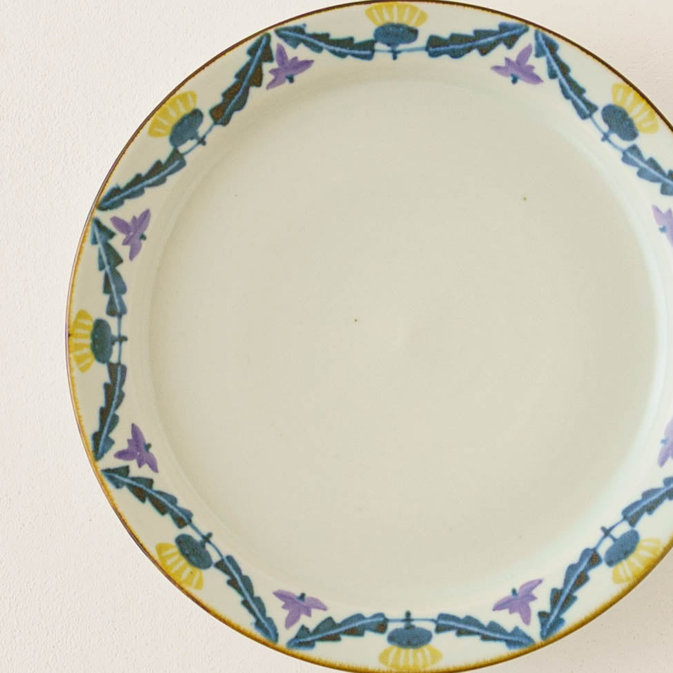 21cm rimmed plate dandelion and lotus | Satsukigama