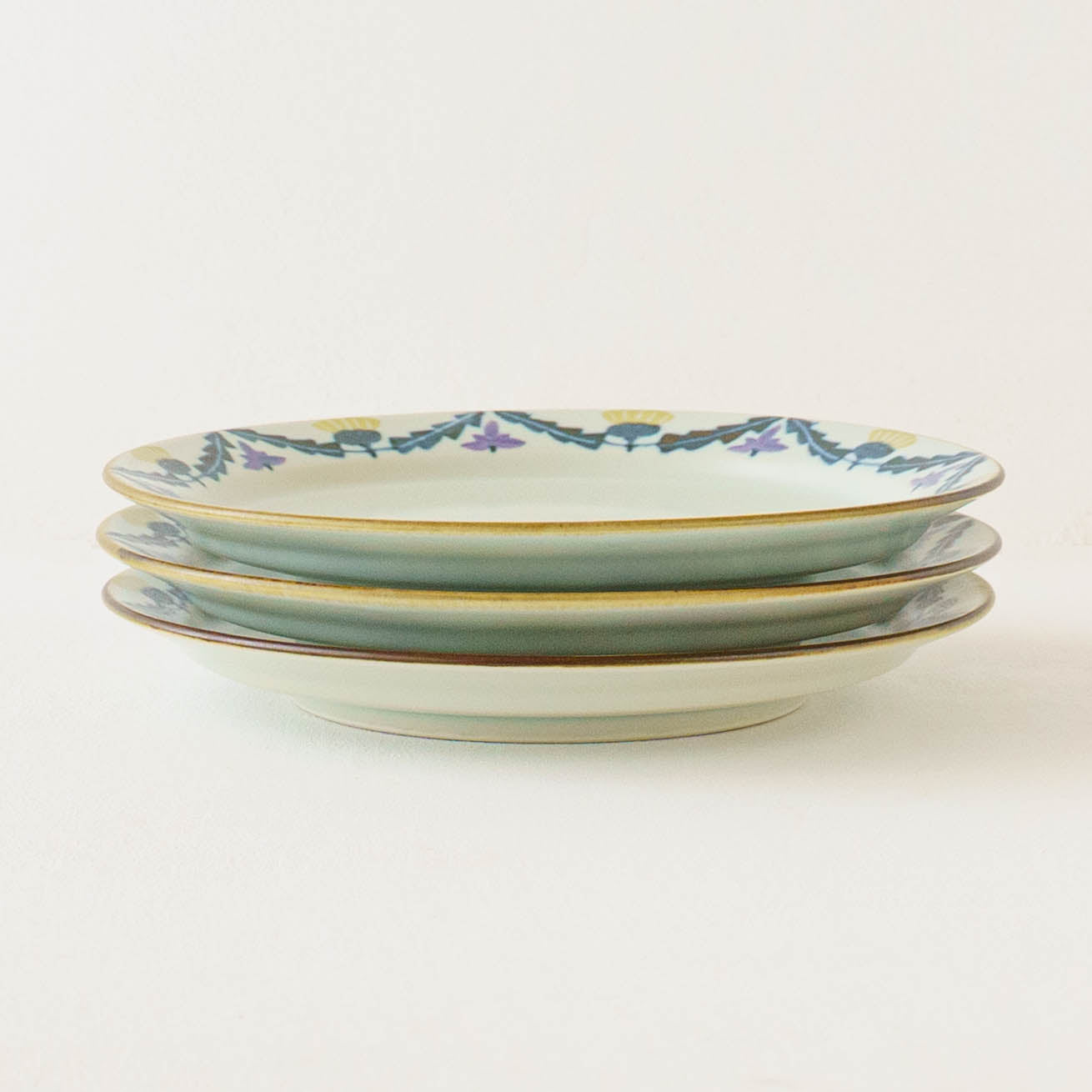 21cm rimmed plate dandelion and lotus | Satsukigama