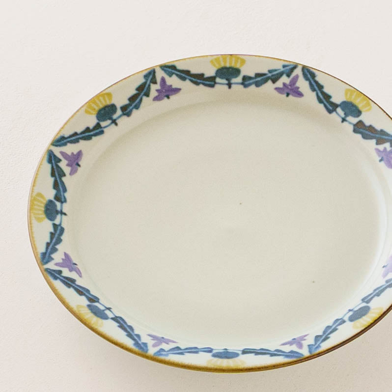 21cm rimmed plate dandelion and lotus | Satsukigama