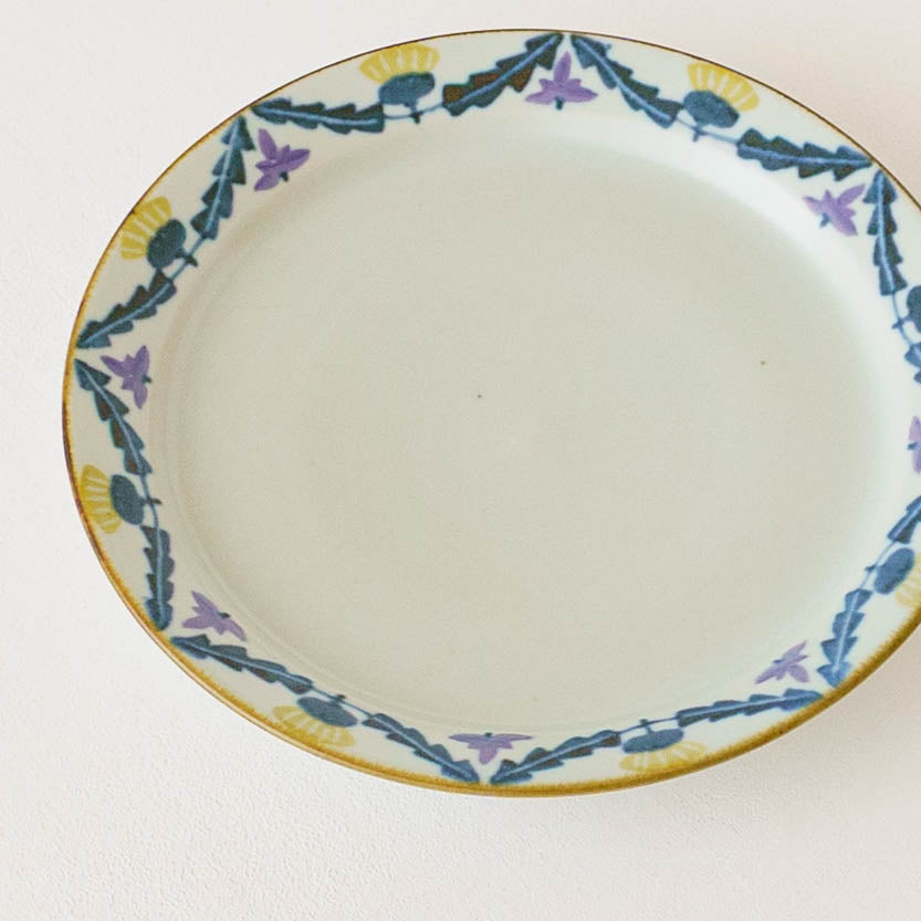 21cm rimmed plate dandelion and lotus | Satsukigama