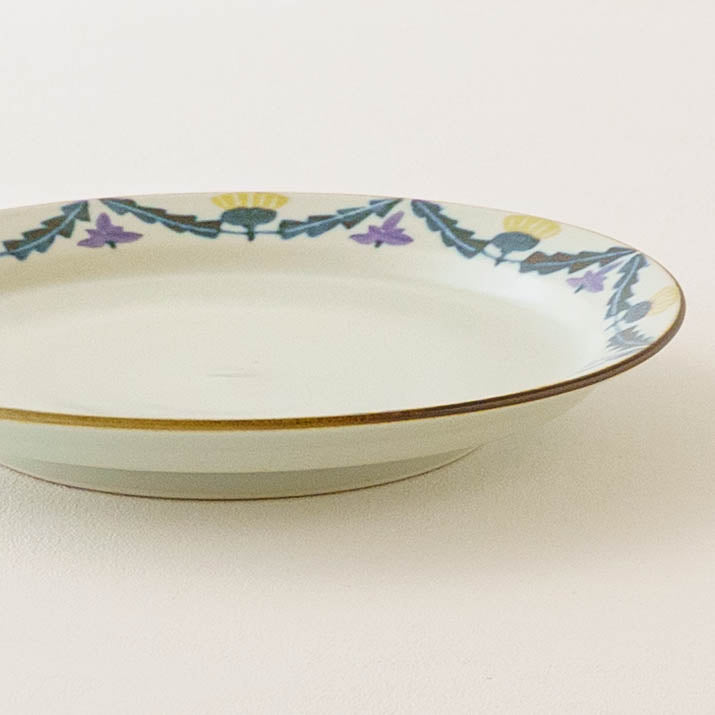 21cm rimmed plate dandelion and lotus | Satsukigama