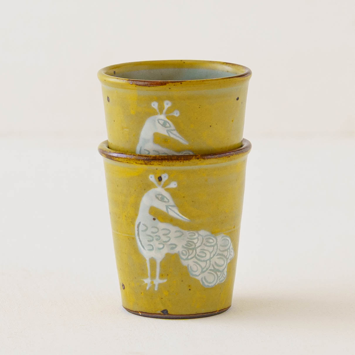玉縁フリーカップ　くじゃく｜皐月窯