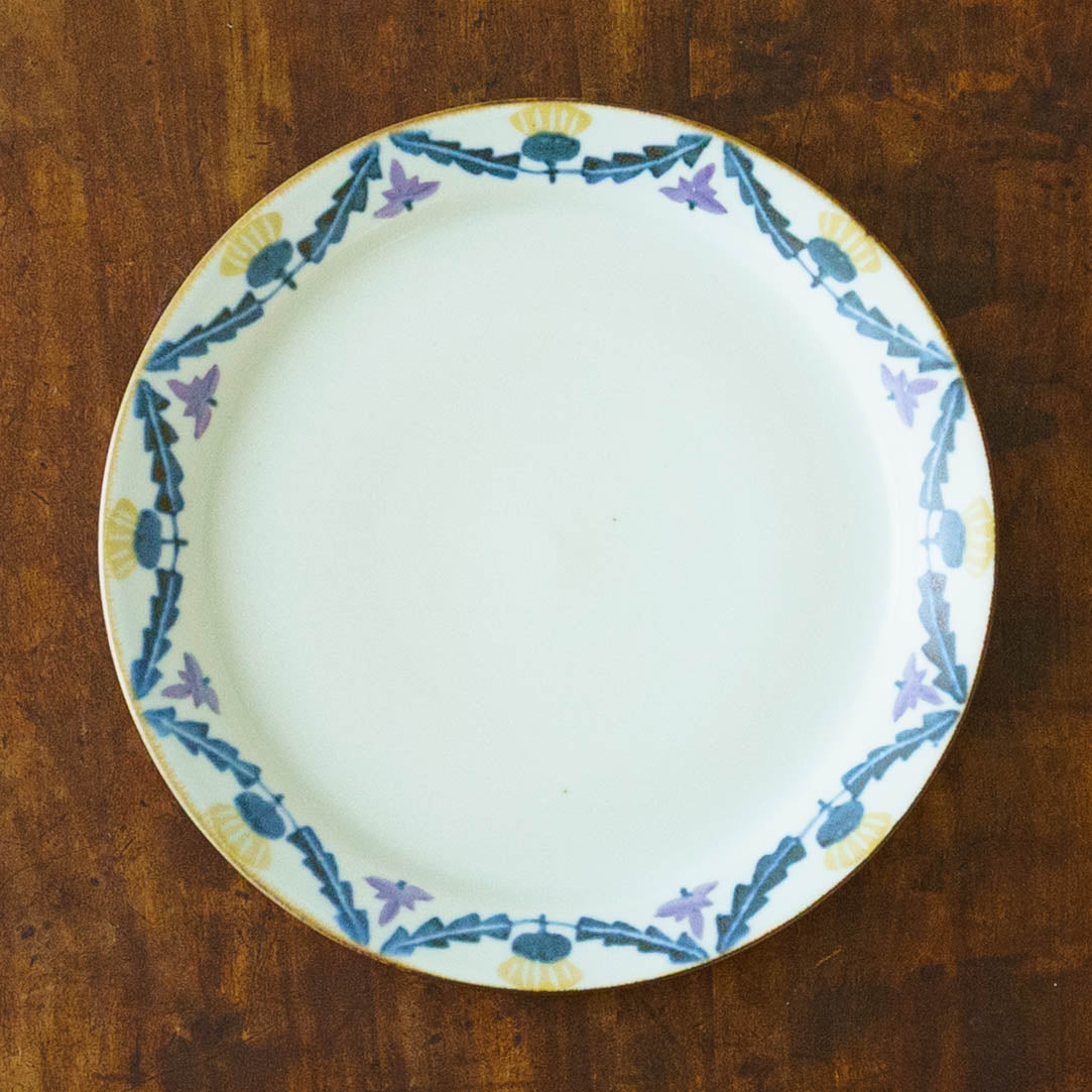 21cm rimmed plate dandelion and lotus | Satsukigama