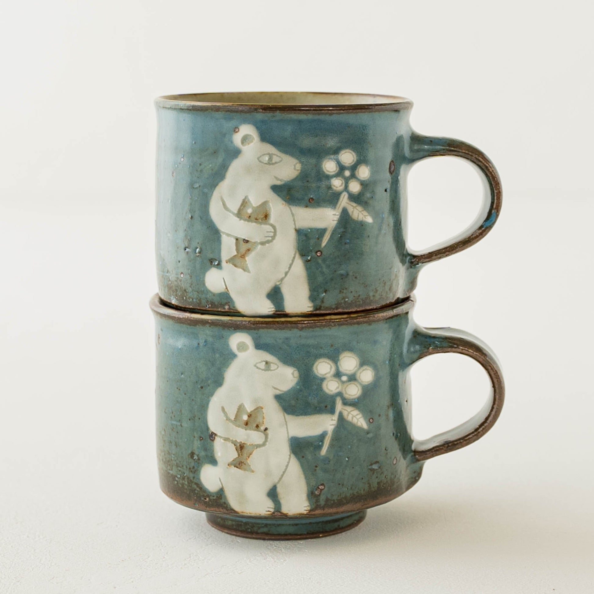 皐月窯さんの角コーヒーカップ中くま