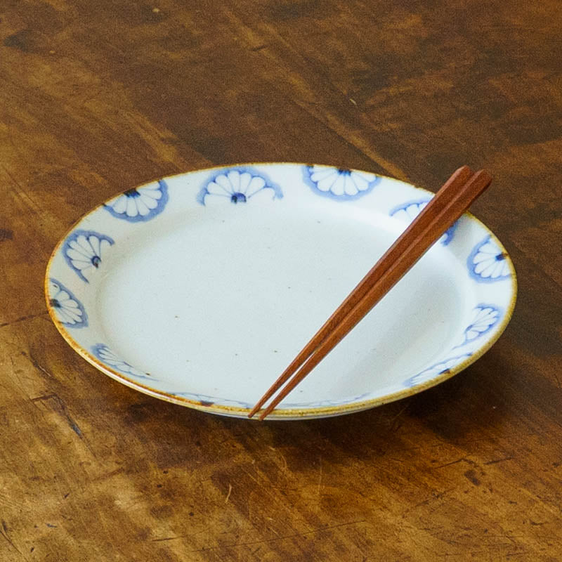 21cm rimmed plate chrysanthemum| Satsukigama