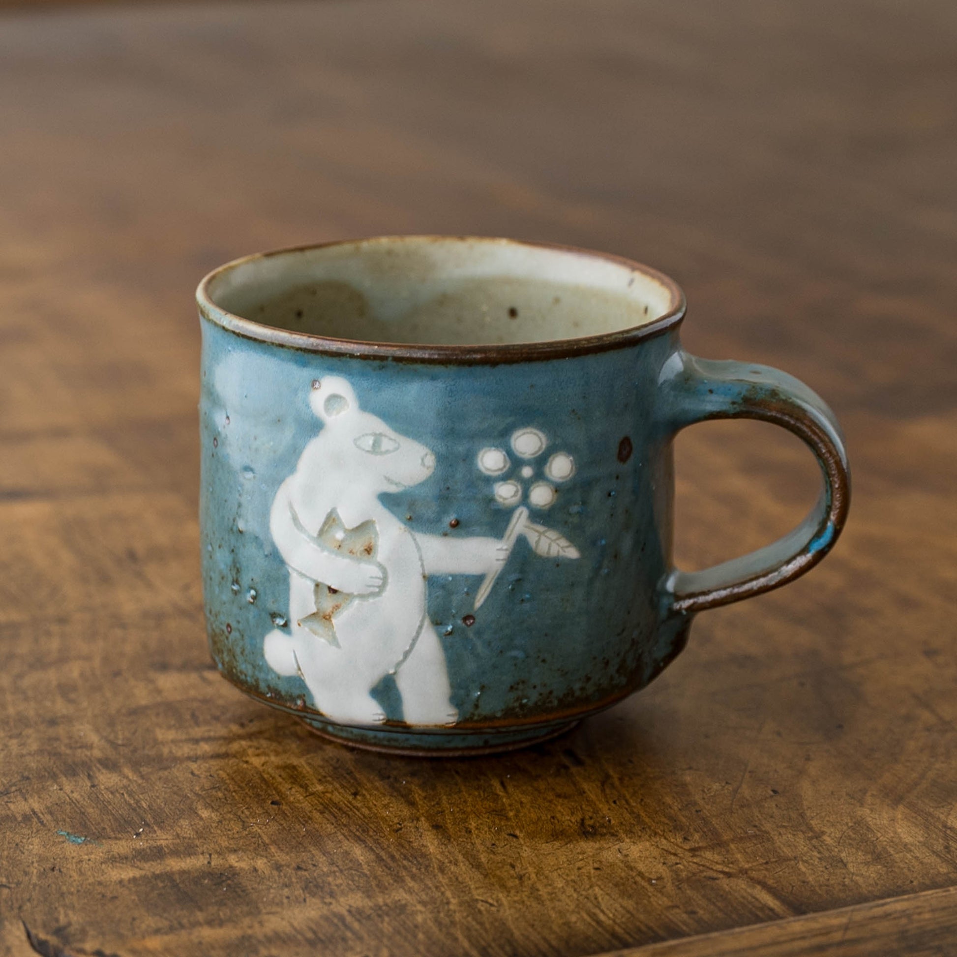 皐月窯さんの角コーヒーカップ中くま