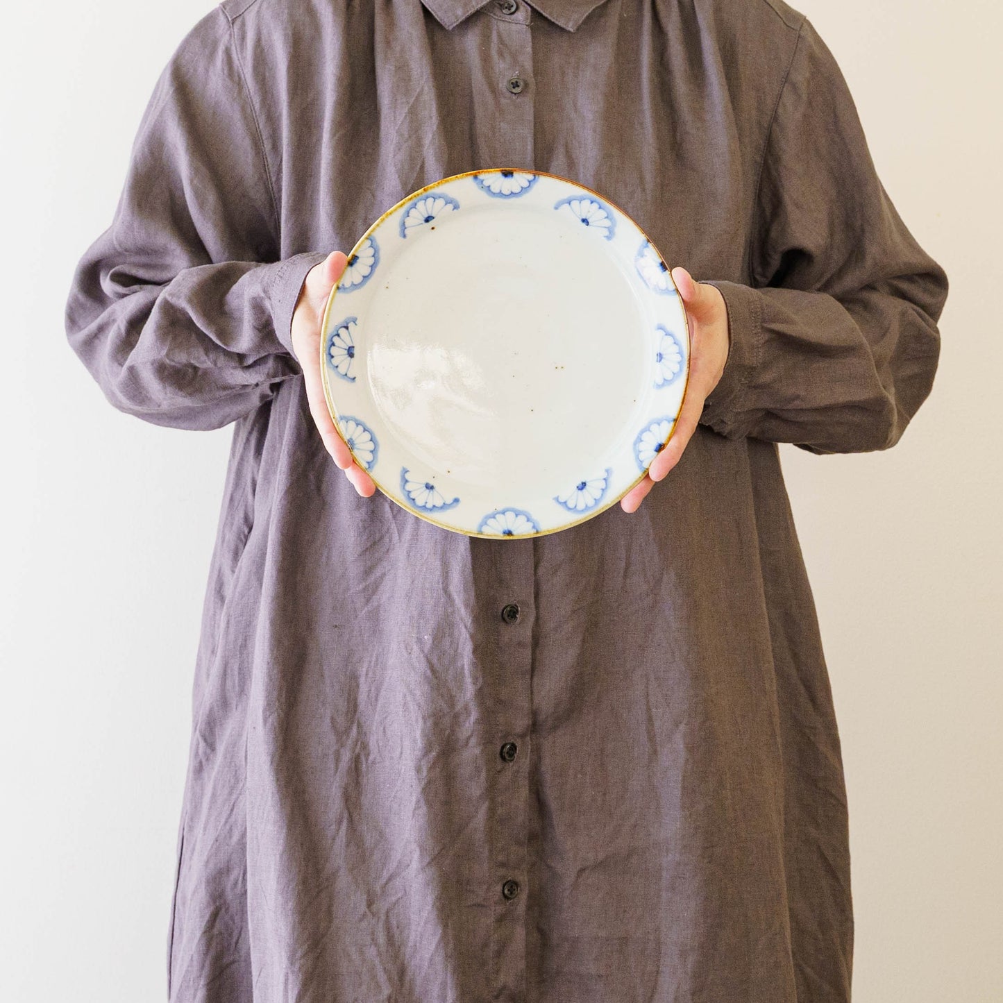 21cm rimmed plate chrysanthemum| Satsukigama