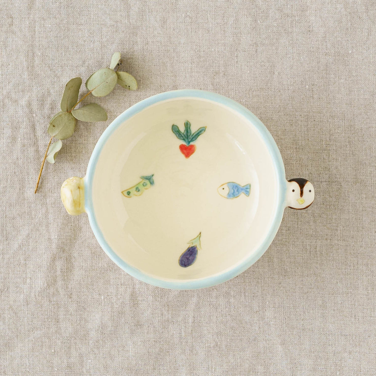 Small Bowl with Handles penguin | Aki Ota