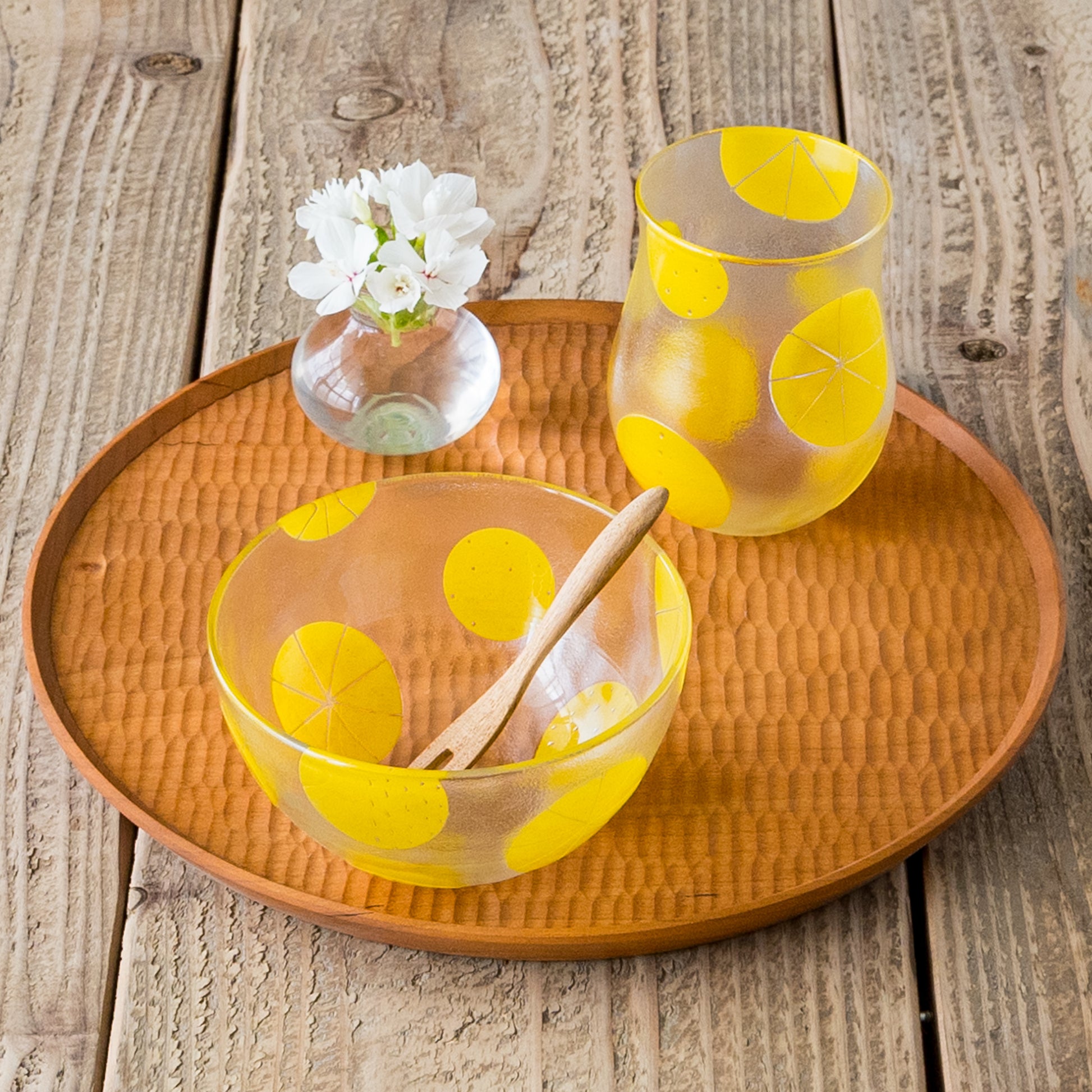 平井睦美さんのボウルSと丸グラス MARU Yellow