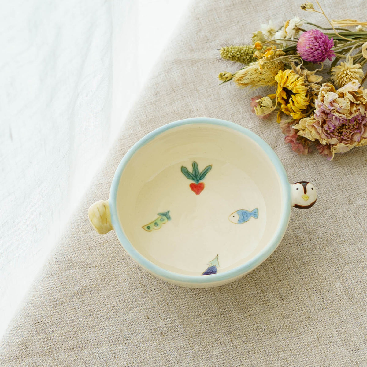 Small Bowl with Handles penguin | Aki Ota