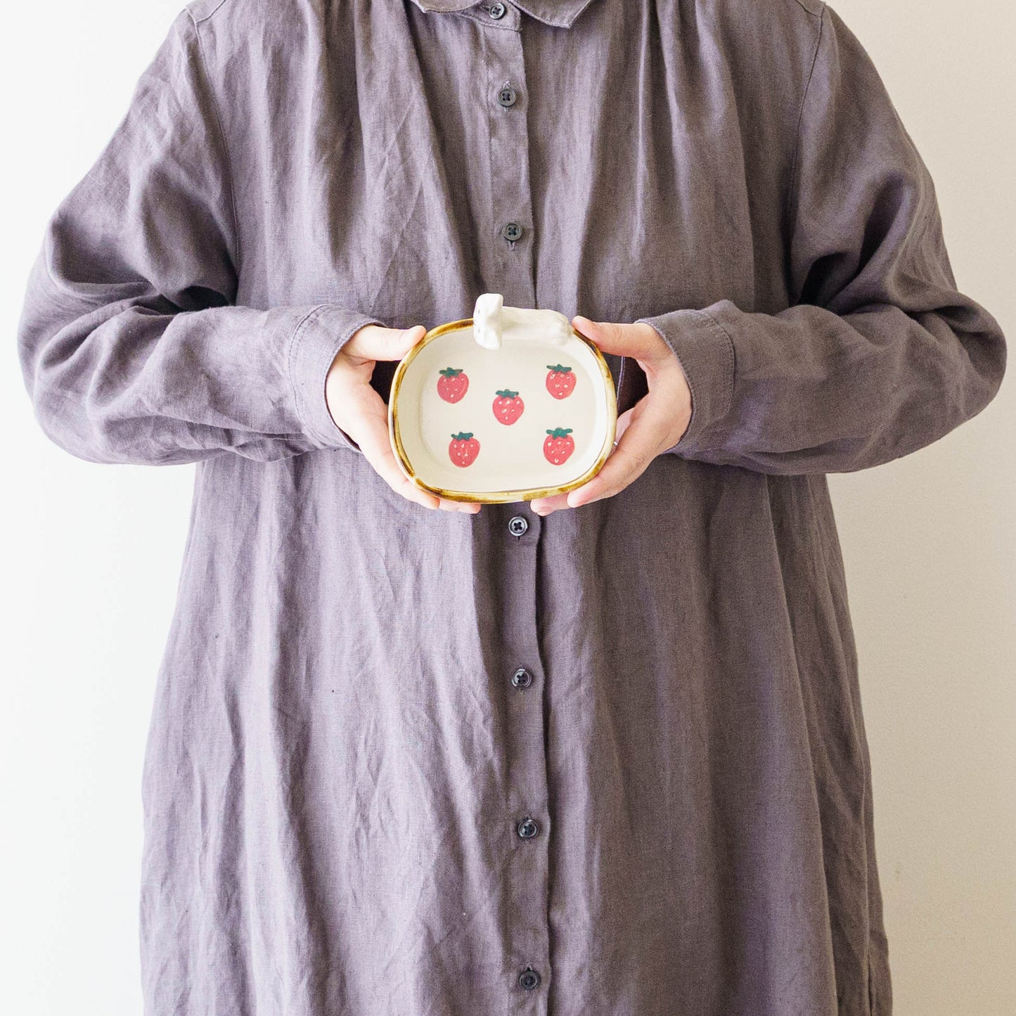Cat x Strawberry Square Small Plate | Kajita Kei