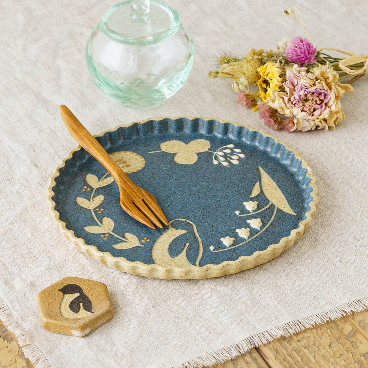 Plate 160mm penguin blue | Kokeiro Kobo