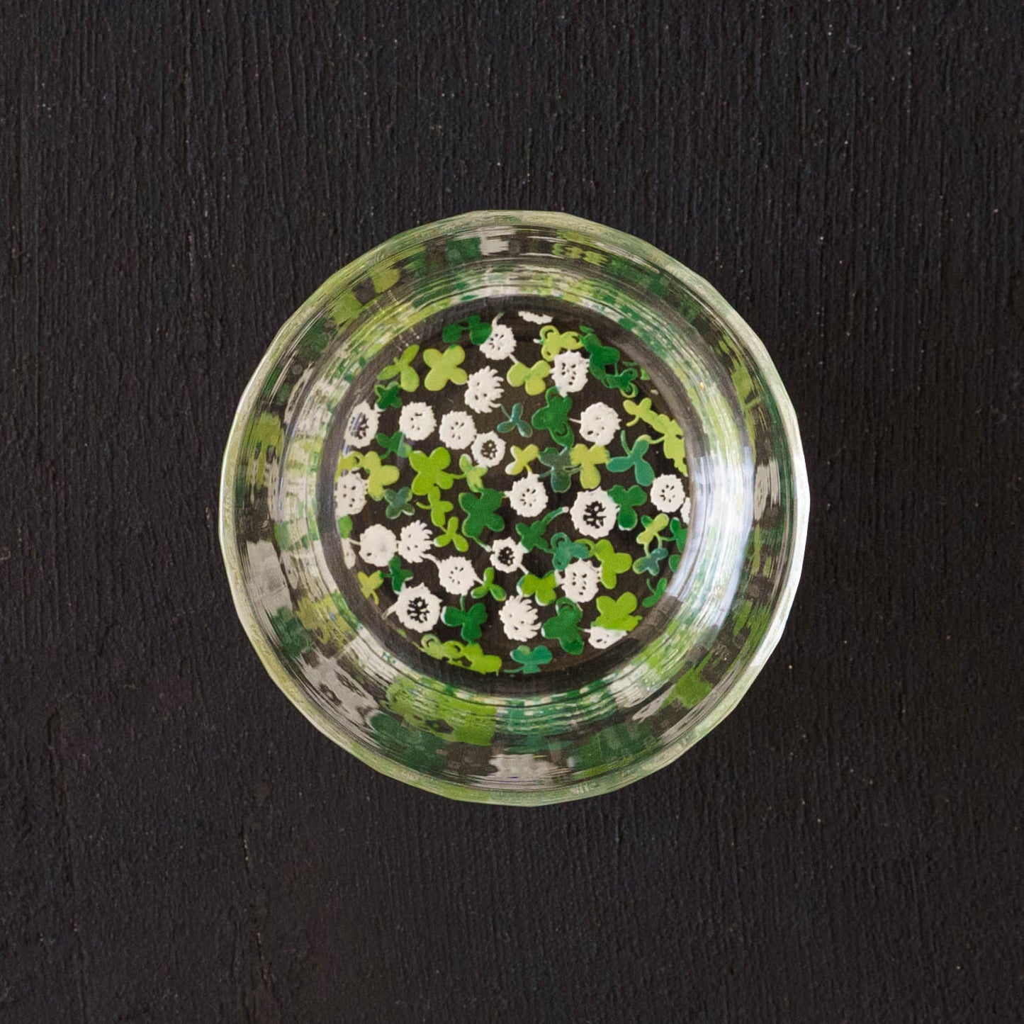 百花景　そばちょこグラス　シロツメクサ｜金津沙矢香