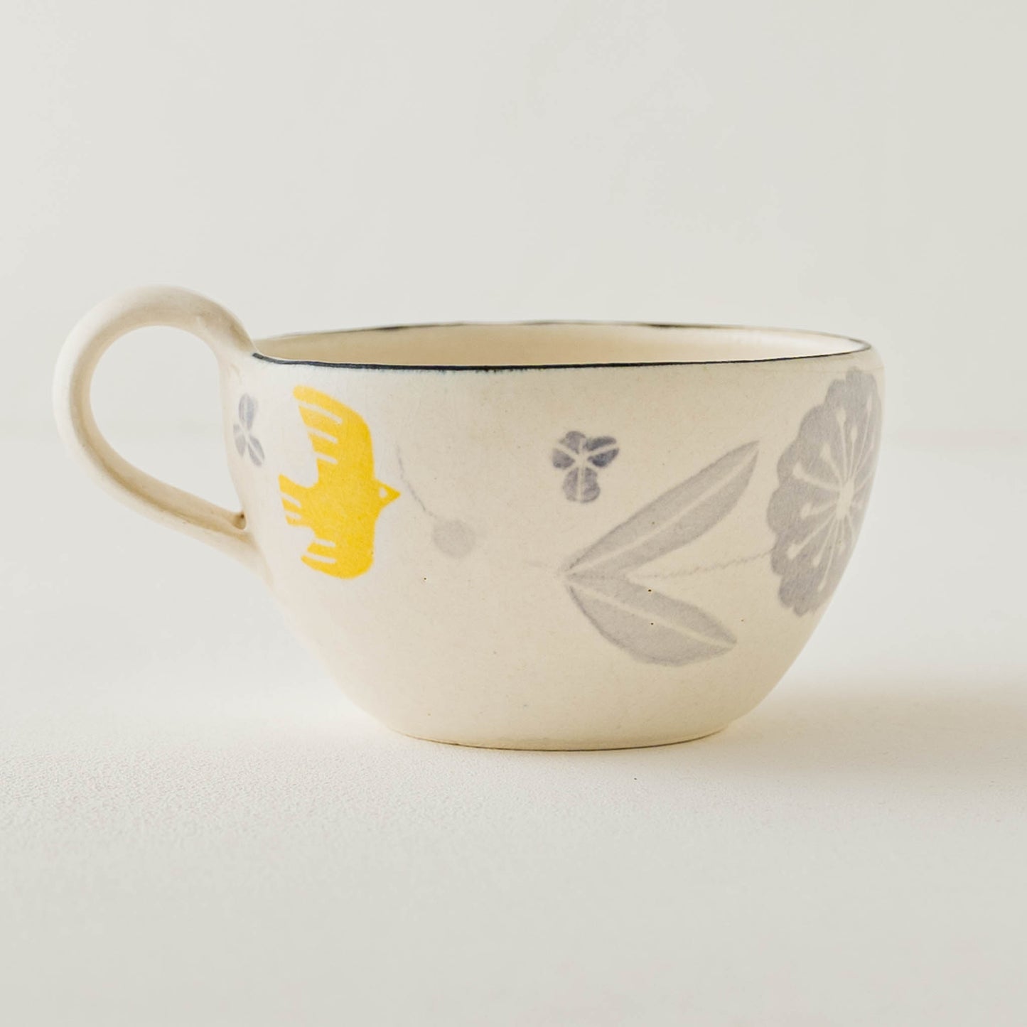 和紙染め　丸マグ　小　メルヘン　花と鳥｜安見工房