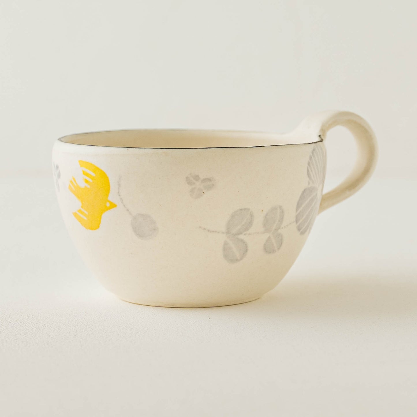和紙染め　丸マグ　小　メルヘン　花と鳥｜安見工房