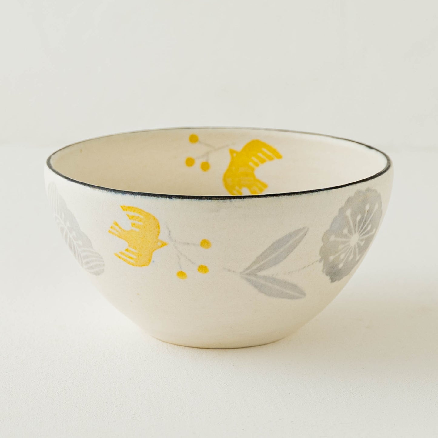 和紙染め　深ボウル　メルヘン　花と鳥｜安見工房