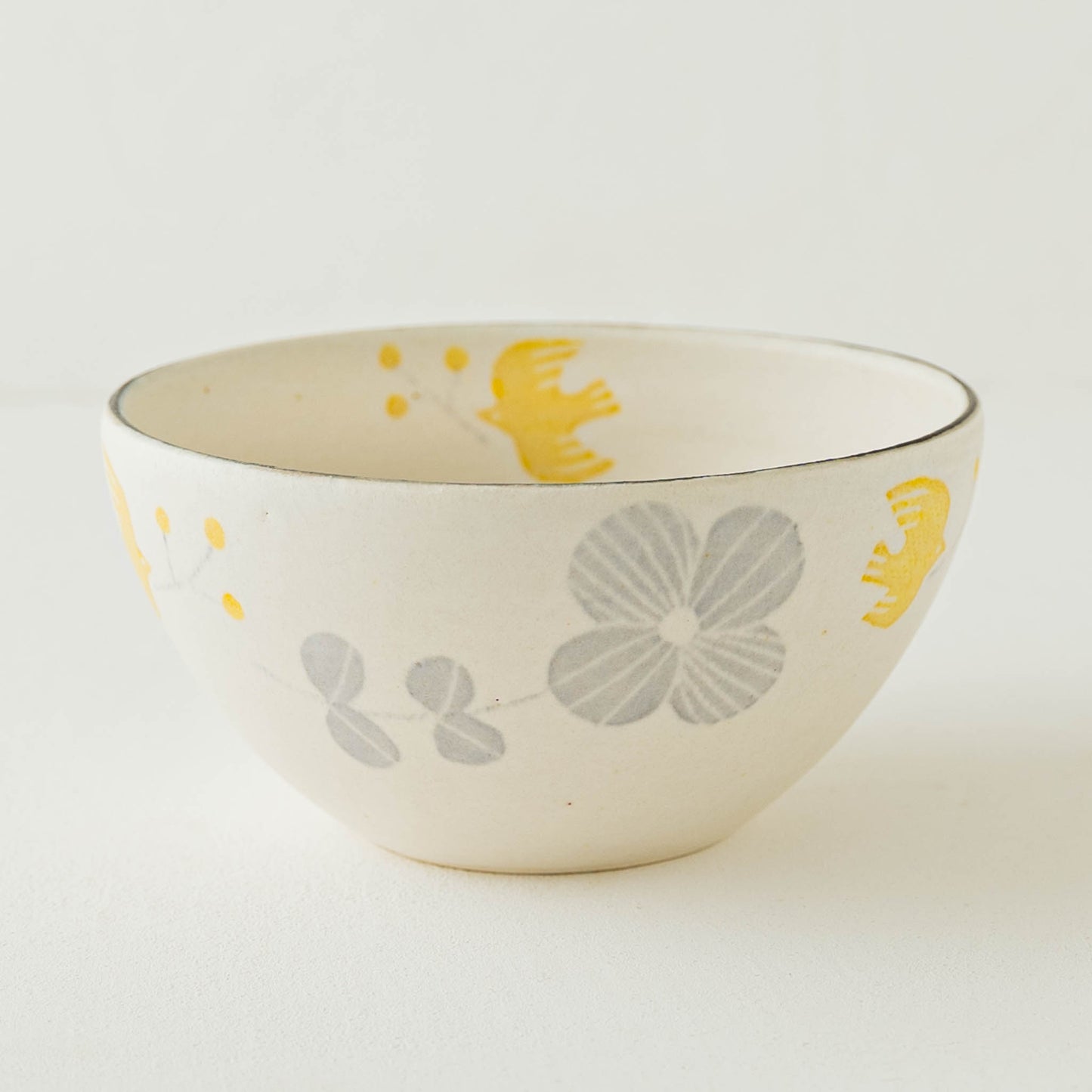 和紙染め　深ボウル　メルヘン　花と鳥｜安見工房