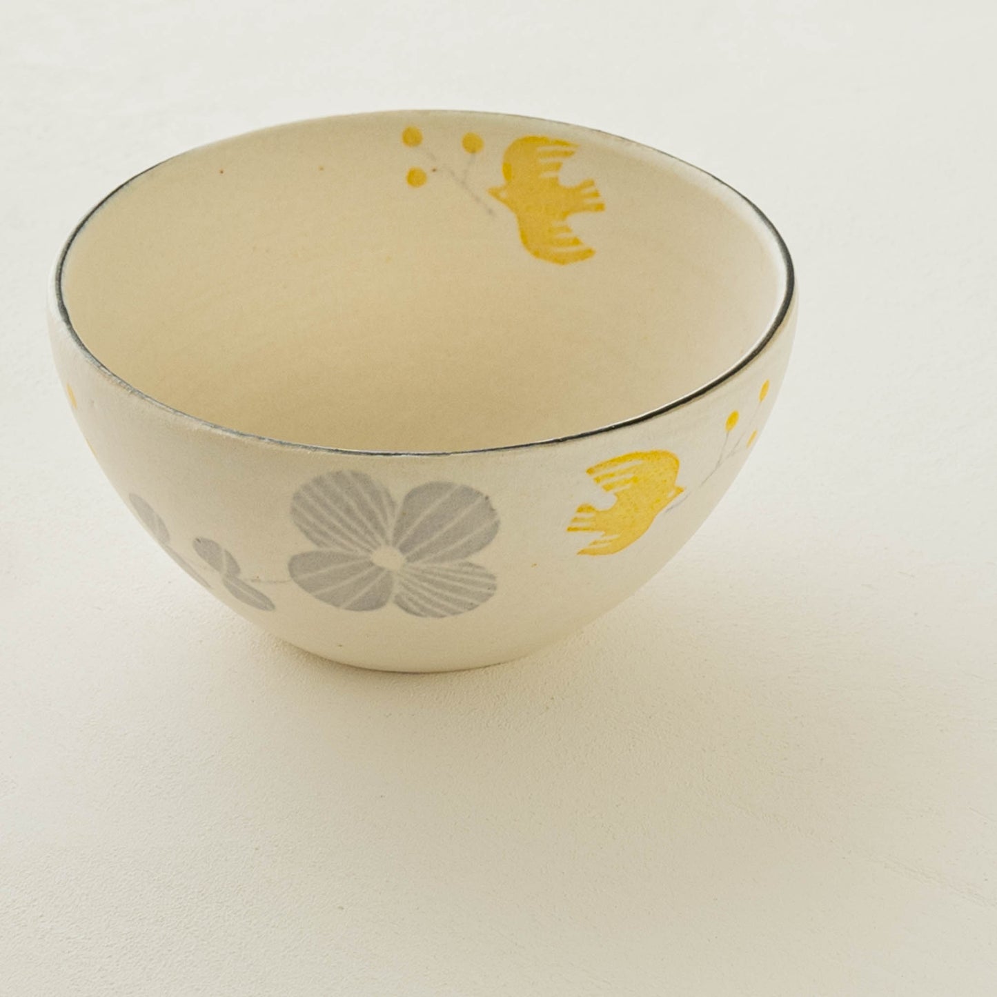 和紙染め　深ボウル　メルヘン　花と鳥｜安見工房