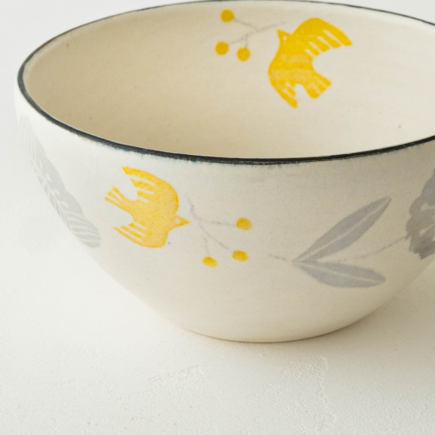 和紙染め　深ボウル　メルヘン　花と鳥｜安見工房