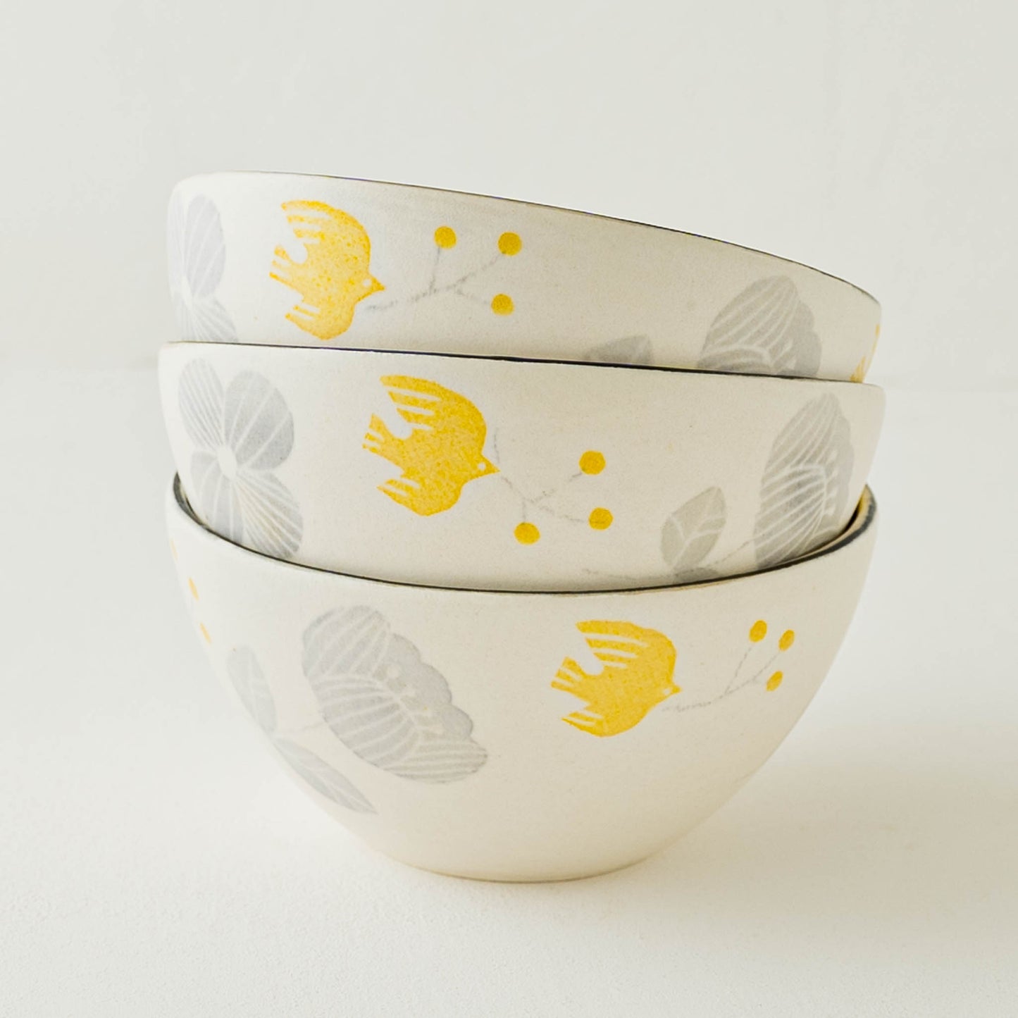和紙染め　深ボウル　メルヘン　花と鳥｜安見工房