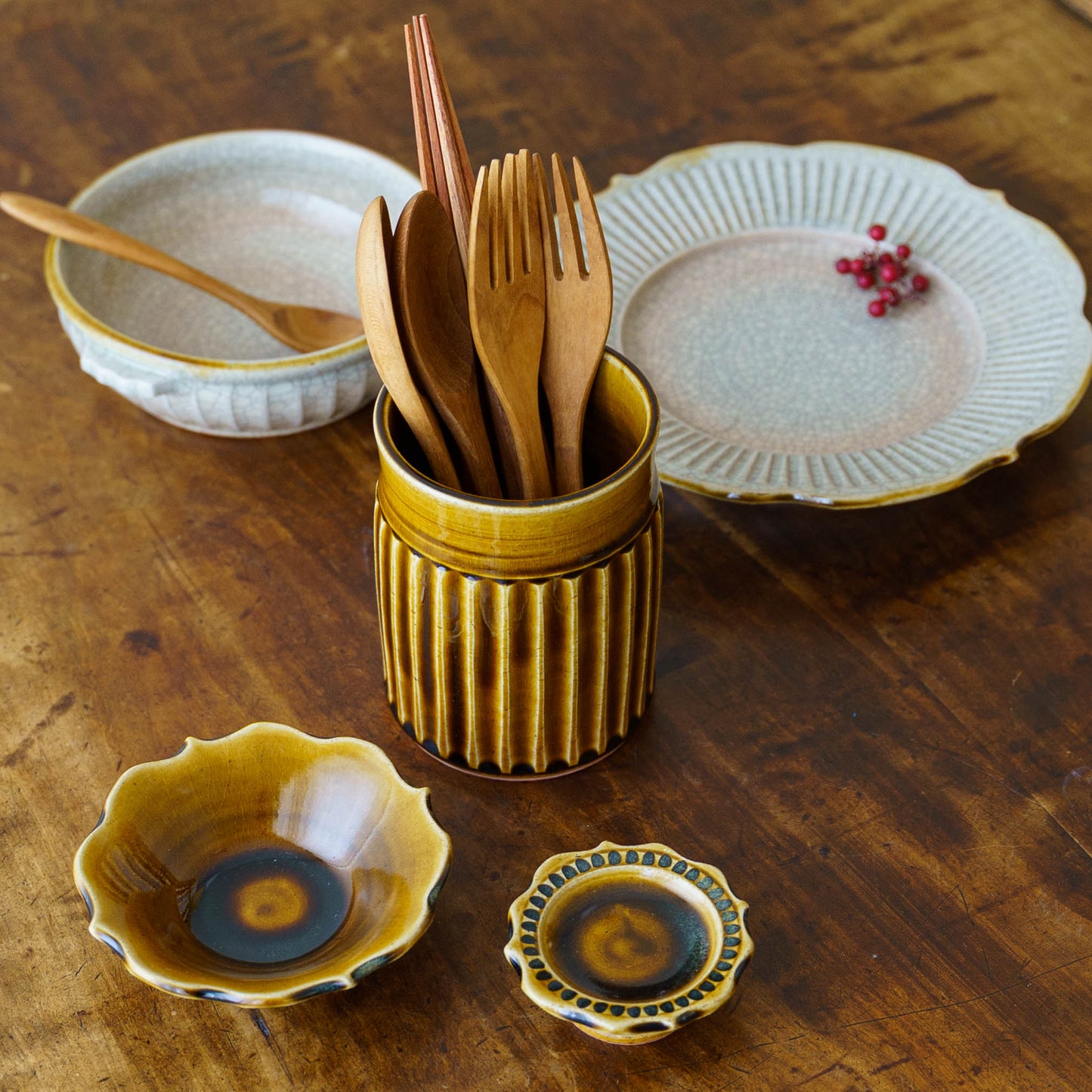 Cutlery stand Brown | Hana Craft