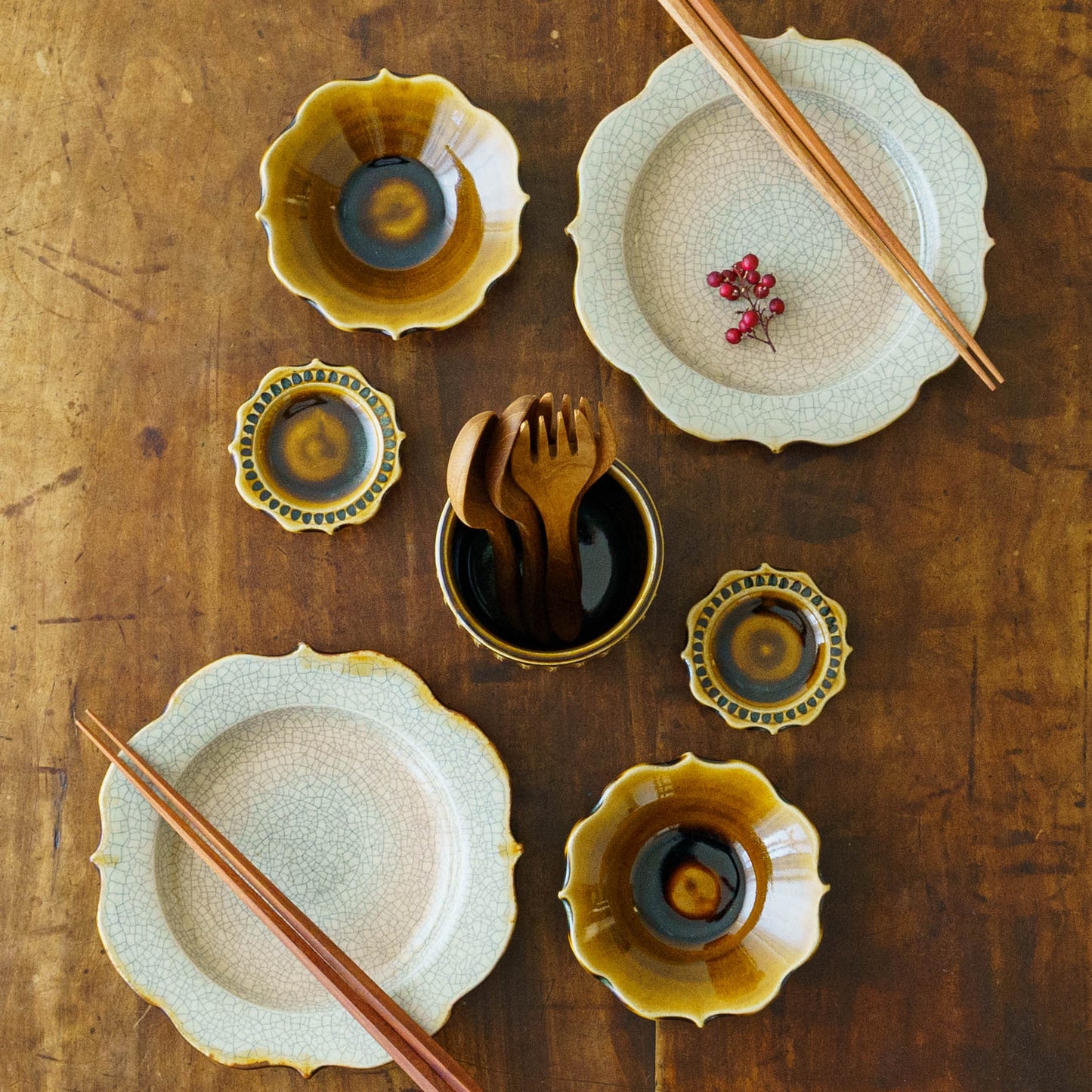 Cutlery stand Brown | Hana Craft
