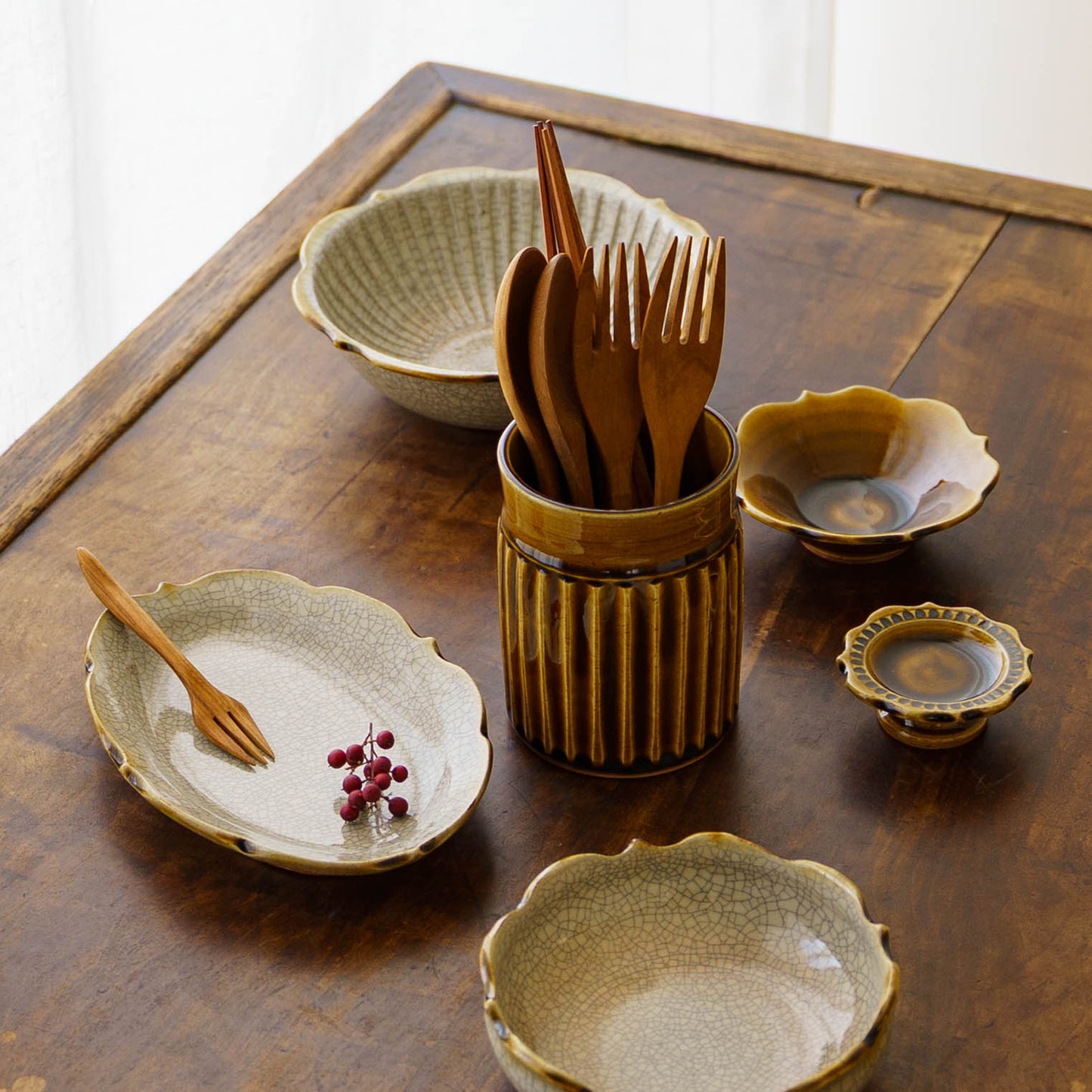 Cutlery stand Brown | Hana Craft