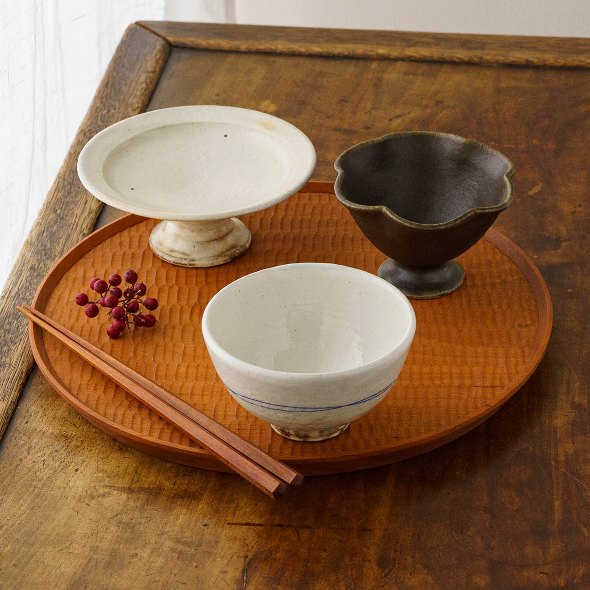 Iron-Sanded Compote Dish, 13cm | Furutani Ceramics Studio