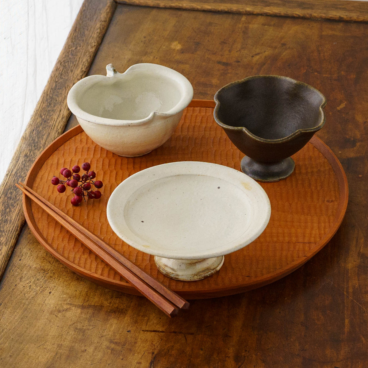 Iron-Sanded Compote Dish, 13cm | Furutani Ceramics Studio