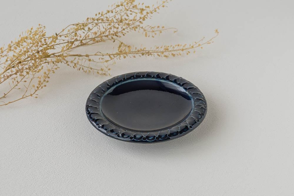 ルリアメ工房のルリ釉の小皿