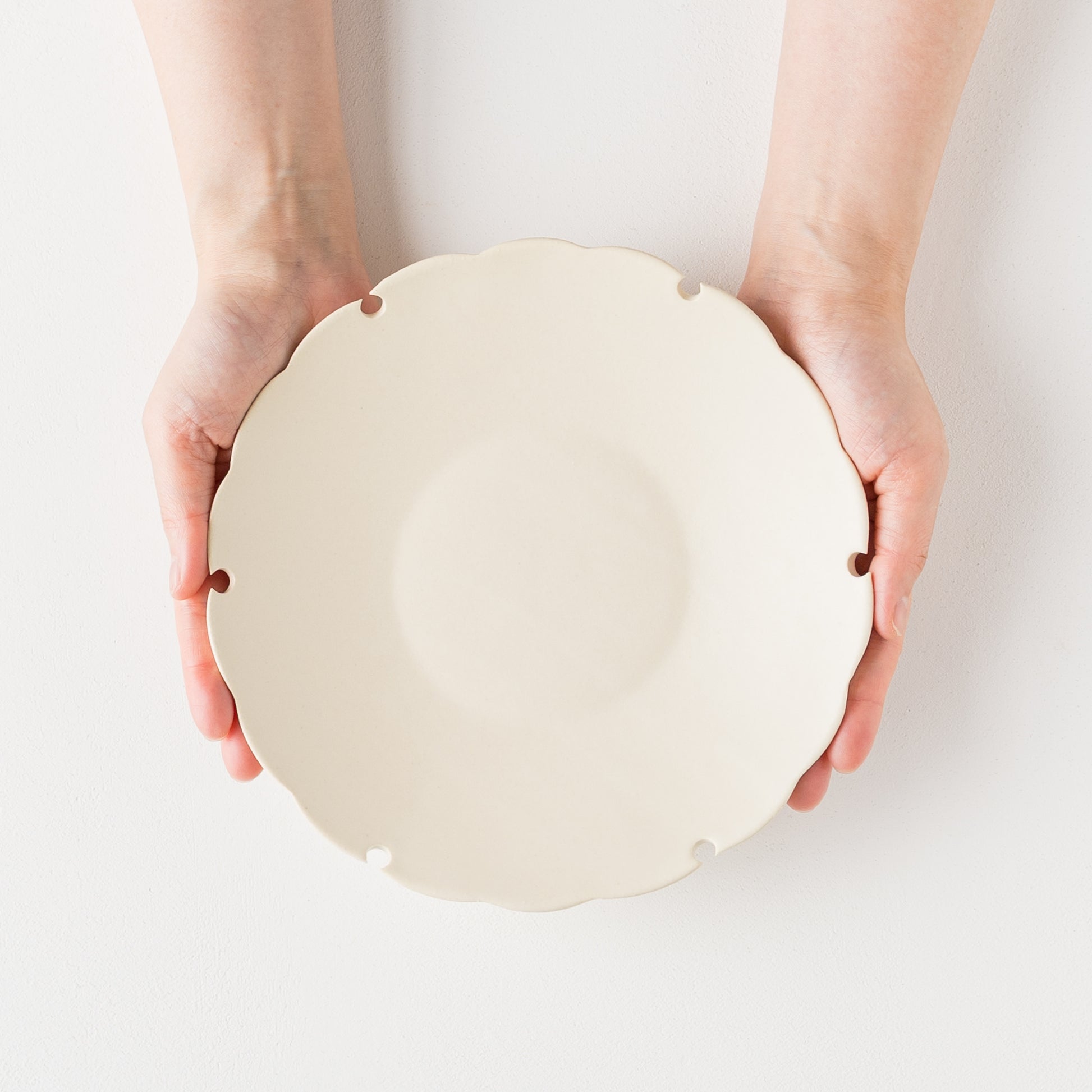 盛り付けたお料理が引き立つyoshida potteryの雪輪皿