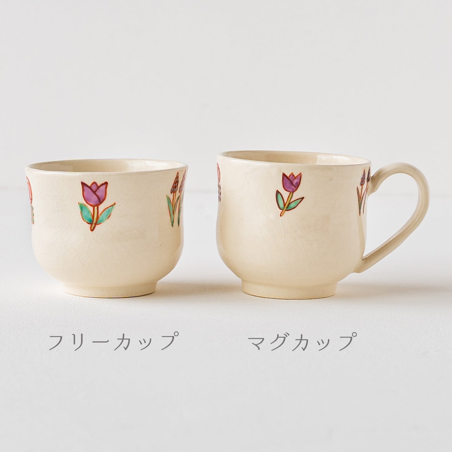 可愛い小花の絵柄にほっこり癒される長浜由起子さんの小花絵付フリーカップとマグ
