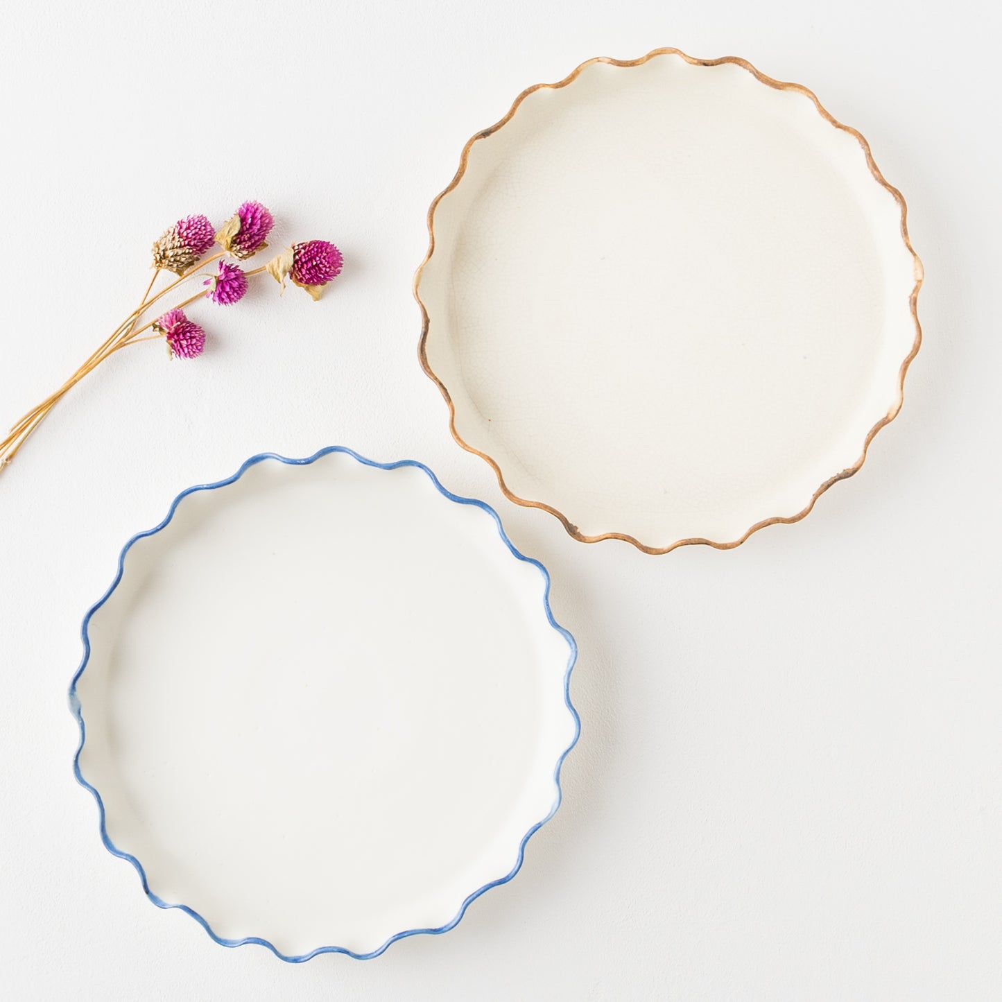Namimi flat plate 21cm edge blue｜Yuya Machida